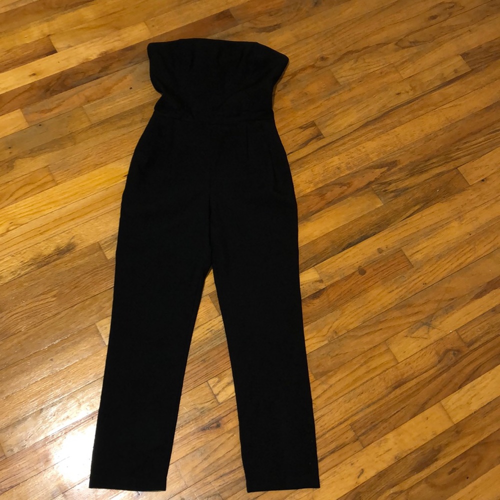 Black, strapless jumpsuit